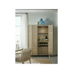 Oceanview Bar Cabinet - Beige Natural Off White - Fiberglass Glass Rattan Wood -France and Son Store 6015 75160 80 room2
