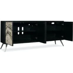 Avalon Four Door Credenza - Black - Glass Metal Wood -France and Son Store 628 85647 98 open silo