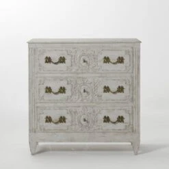 Carved And Painted Bedside Chest