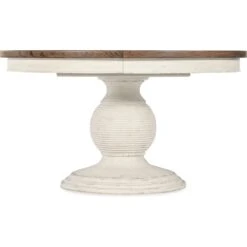 Americana Round Pedestal Dining Table With 1-22in Leaf - Whites/Creams/Beiges -France and Son Store 7050 75203 02 straight silo1 3f35f0fd 231d 4791 8291 92456062c651