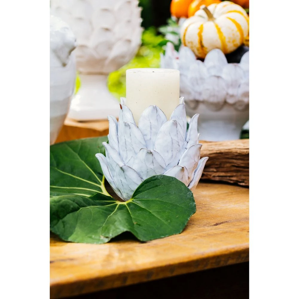 White Artichoke Candleholder Set Of 2 4 White Artichoke Candleholder Set Of 2 - Image 2