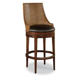 Woven Leather Stool - Non-memory Swivel Mechanism