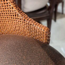 Woven Leather Stool - Non-memory Swivel Mechanism -France and Son Store 7185 03 7186 03 detail 1
