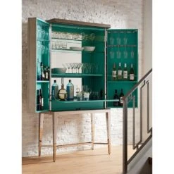 Lexington Cheval Bar Cabinet - Platinum -France and Son Store 732 961C WS Open 03