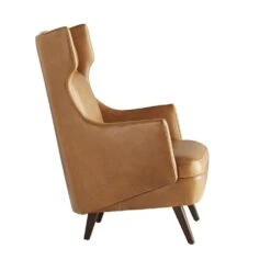 Rossi Wing Chair Cognac Leather Dark Walnut -France and Son Store 8091.d2