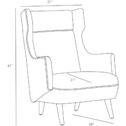 Rossi Wing Chair Cognac Leather Dark Walnut -France and Son Store 8091.l1