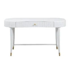 East Camden Vanity Desk - Pearl - Metal,Poplar Solids
