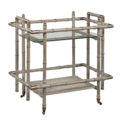 Temperate Grove Bar Cart - Sanibel - White Oak Solids & Veener. Raffia Accents