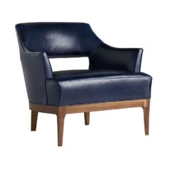 Siena Chair Indigo Leather Dark Walnut -France and Son Store 8152