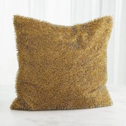 Golden Beaded Shag Pillow -France and Son Store 81831