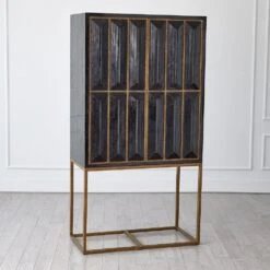 Horn Inlay Bar Cabinet-Black/Antique Brass -France and Son Store 86967 25118e02 9dd7 40a0 847f 85bb8f1d5973