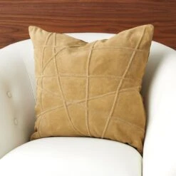 Crossroads Suede Pillow-Camel -France and Son Store 89023