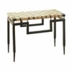 Iron & Woven Leather Bench - Ivory