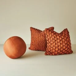Square Ruche Pillow-Rust -France and Son Store 90809