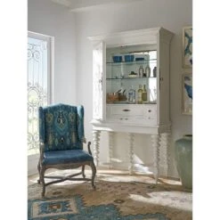 Arezzo Bar Cabinet - Polo Mallet White -France and Son Store 937 961C WS open