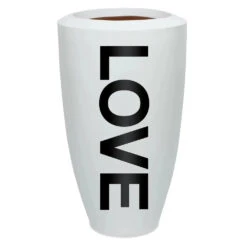 Fiberglass Large Barrel Planter Love