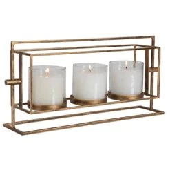 Wenman Gold Triple Candleholder 10 Wenman Gold Triple Candleholder -France and Son Store ACC 104436 18107 A1 ANGLE