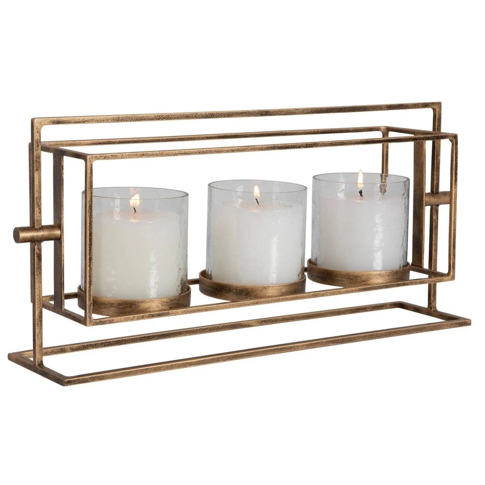 Wenman Gold Triple Candleholder 6 Wenman Gold Triple Candleholder - Image 4