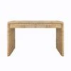 Adrien - Two Drawer Waterfall Edge Desk In Woven Rattan With Glass Top -France and Son Store ADRIEN 201