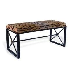 Medallion Bench With Le Tigre Fabric -France and Son Store AFBS 222 32b