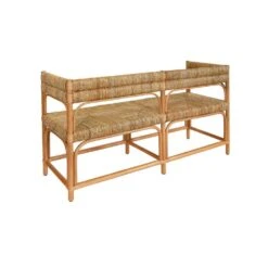 Ajax - Rattan Bench With Seagrass Wrapped Seat And Seat Back -France and Son Store AJAX BACK 20ANGLE