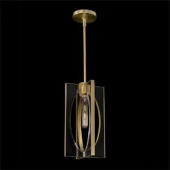 Sirius: Acrylic And Antique Brass Single Droplight - Brass - Steel