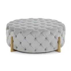 Hayworth Cocktail Ottoman - Grey, Brass