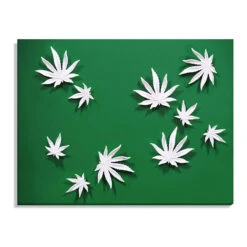Substrate Wall Play Green Dark W/ Cannabis Leaves Off-White