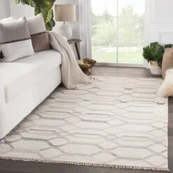 Equil Handmade Trellis Ivory/ Light Gray Area Rug (5'X8') -France and Son Store AT17 4 d0791b48 ec67 479d ad6e d4118a4ebda9