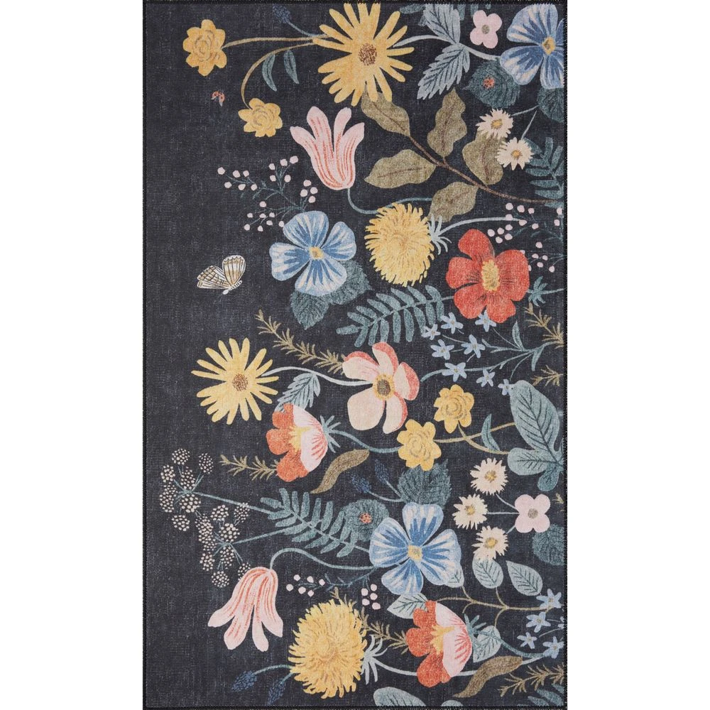 Rifle Paper Co. X Loloi Atelier Black 2'-3" X 3'-9" Accent Rug 3 Rifle Paper Co. X Loloi Atelier Black 2'-3" X 3'-9" Accent Rug