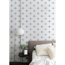 Addition Large Wallpaper -France and Son Store AdditionL YvesBlue Bedroom MockUp