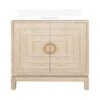 Bixby - Bath Vanity In Cerused Oak With Antique Brass Circle Hardware, White Marble Top, And Porcelain Sink -France and Son Store BIXBY 20CO