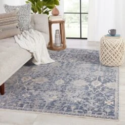 Changsang Medallion Blue/ Gray Area Rug (10'X14') -France and Son Store BLA08 4