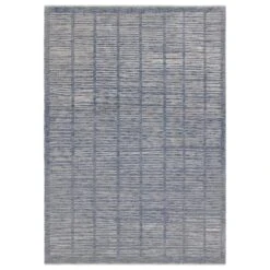 Apex Striped Blue/ Light Gray Runner Rug (3'X10')