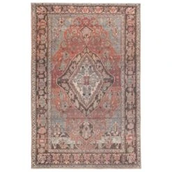 Warren Medallion Rust/ Gray Area Rug (8'10"X11'9")