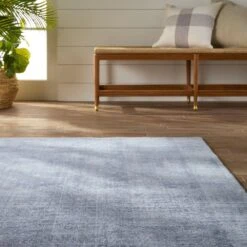 Arden Solid Light Blue/ Cream Area Rug (6'X9') -France and Son Store BRV05 8 5d580ef3 039d 46f3 b587 586249fdb161