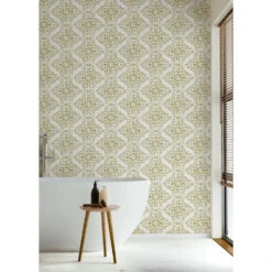 Timbre Damask Wallpaper 12 Timbre Damask Wallpaper -France and Son Store BathTub TimbreDamask Honey