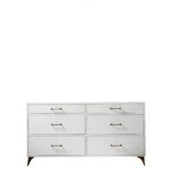 Berkeley Six Drawer Leather Wrapped Dresser - White