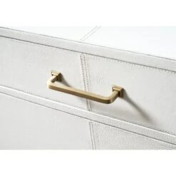 Berkeley Six Drawer Leather Wrapped Dresser - White -France and Son Store Berkeleywhitesixdrawerdresser5