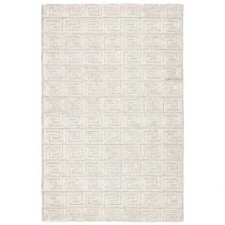 Zenric Handmade Geometric White/ Gray Area Rug (8'X11')