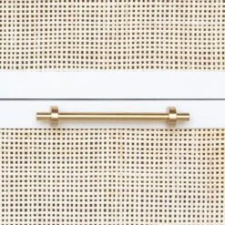 Carla - Six Drawer Cane Front Chest With Brass Hardware In Matte White Lacquer Finish -France and Son Store CARLA 20WH DETAIL