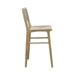 Carson - Woven Back Bar Stool With Rush Seat In Cerused Oak -France and Son Store CARSON 20CO SIDE