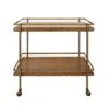 Cash - Antique Brass Bar Cart With Shelves In Dark Burl Wood -France and Son Store CASH 20DBW