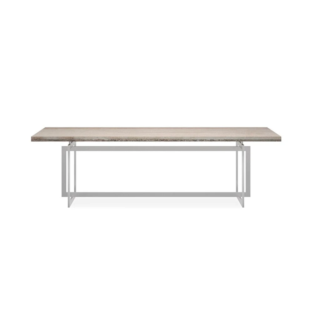 Postcard Dining Table - Sandstone / Brushed Chrome 4 Postcard Dining Table - Sandstone / Brushed Chrome - Image 2