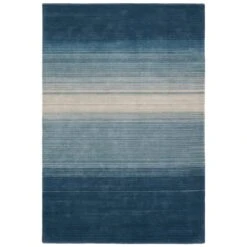 Siv Handmade Ombre Blue/Cream Area Rug (9'X12' Rectangle)