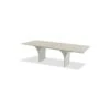 Camber Double Extension Dining Table Bianco Bocciardato Travertine Ceramic Top, Taupe Powder Coated Steel Base