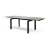 Cantro Extension Dining Table Clear Tempered Glass Top, Black Powder Coated Steel Base