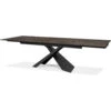 Century Double Extension Dining Table Noir Desir Ceramic Top, Black Powder Coated Steel Base -France and Son Store DTA CENT NODE PCBLA 1