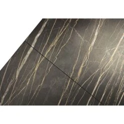 Century Double Extension Dining Table Noir Desir Ceramic Top, Black Powder Coated Steel Base -France and Son Store DTA CENT NODE PCBLA 3