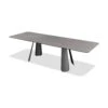 Palazzo Double Extension Dining Table Grey Ceramic Top, Black Powder Coated Steel Base